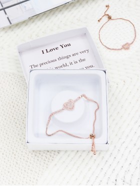 "I Love You" Adjustable heart Rhinestone Stretch Bracelet with Gift Box